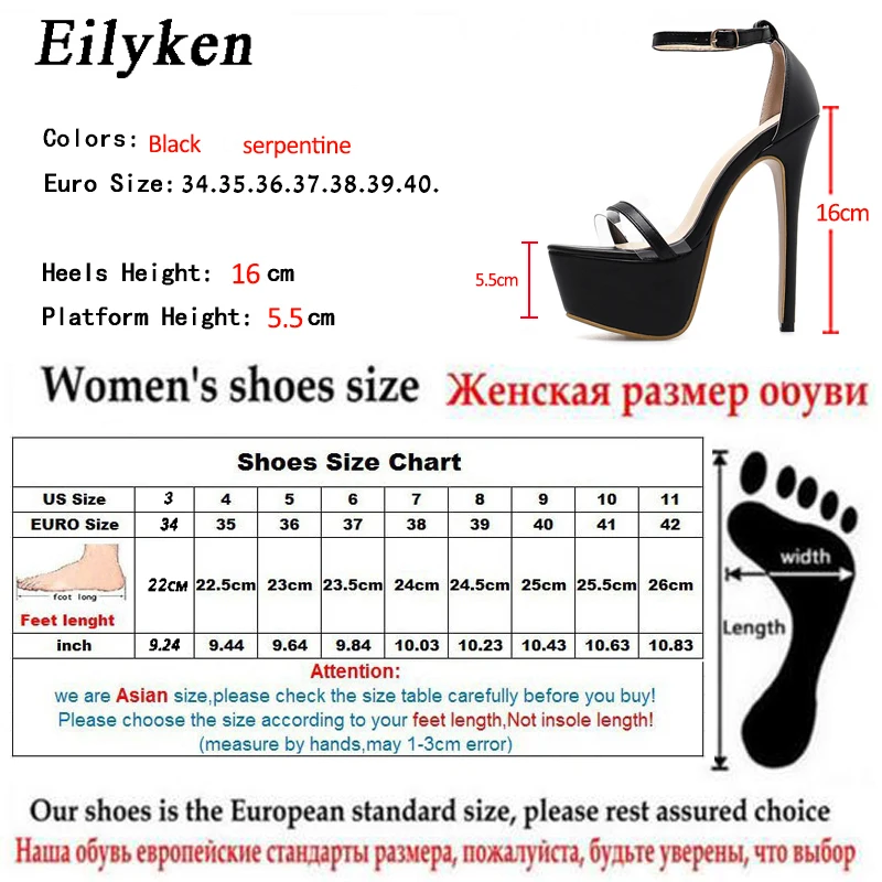 Женские сандалии на платформе Eilyken летние туфли очень высоком каблуке 16 см с