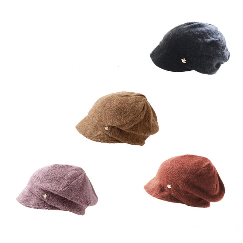 

Free shipping High Quality Vistor Hats Girl knitted Beanies Wool Bonnet soft Warm short brim Fedoras wizard fashion Newsboy caps