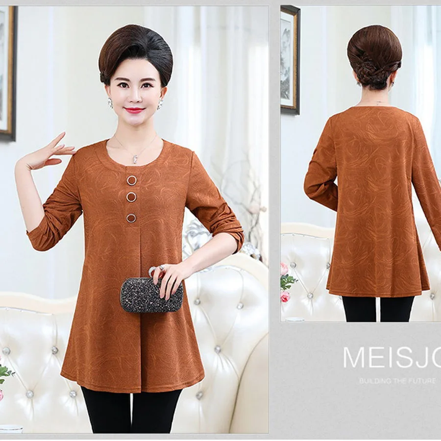 Весенняя рубашка с длинными рукавами среднего возраста большие размеры Женская