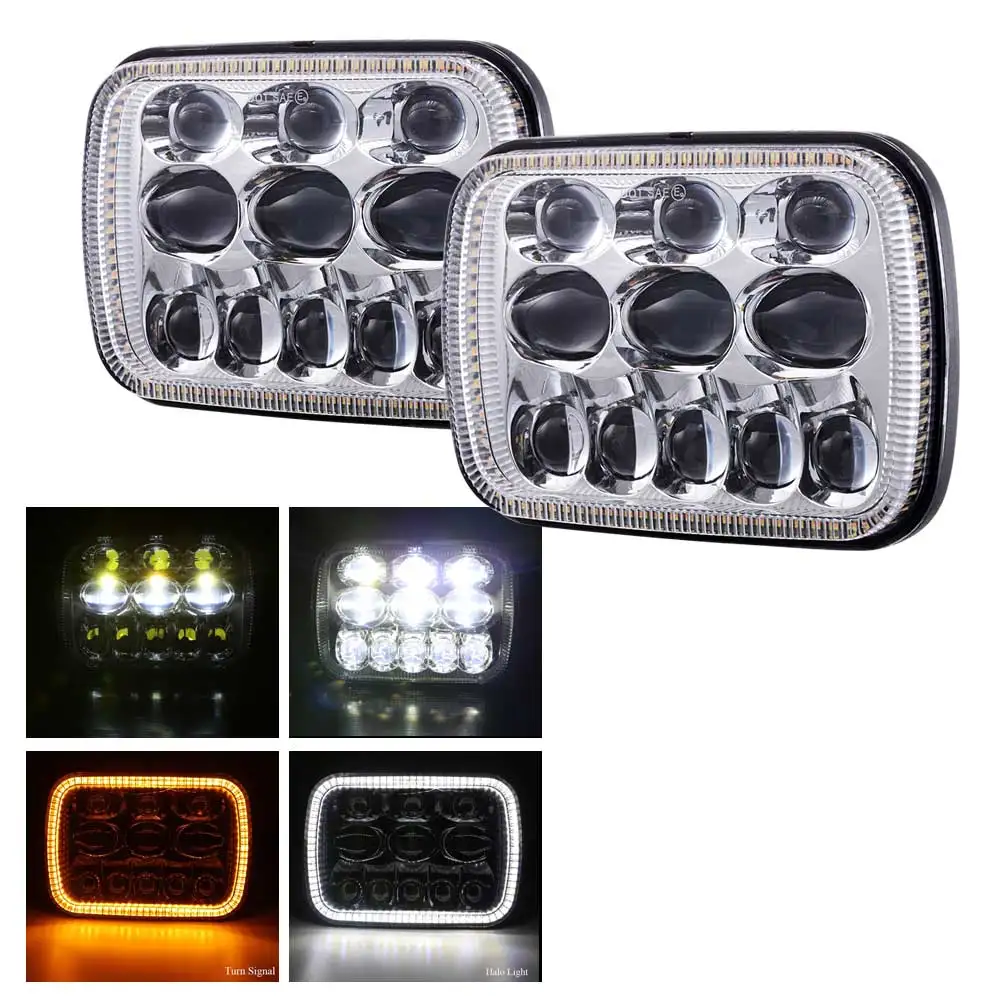 69W with DRL Silver 5X7 7X6 дюймов прямоугольный морской Светодиодный луч светодиодный фары с DRL Для Jeep Cherokee XJ H6014 H6052 H6054 светодиодный 1 пара - Цвет: 69W with DRL Silver