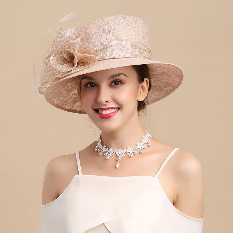 Шляпа Fedoras для женщин Королевский Аскот Элегантная модная шляпа солнцезащитный