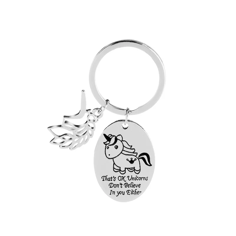

10pcs/lot 2018 Europe and America Hot selling Creative Wild New Unicorn Lettering Keychain Mother's Day Gift
