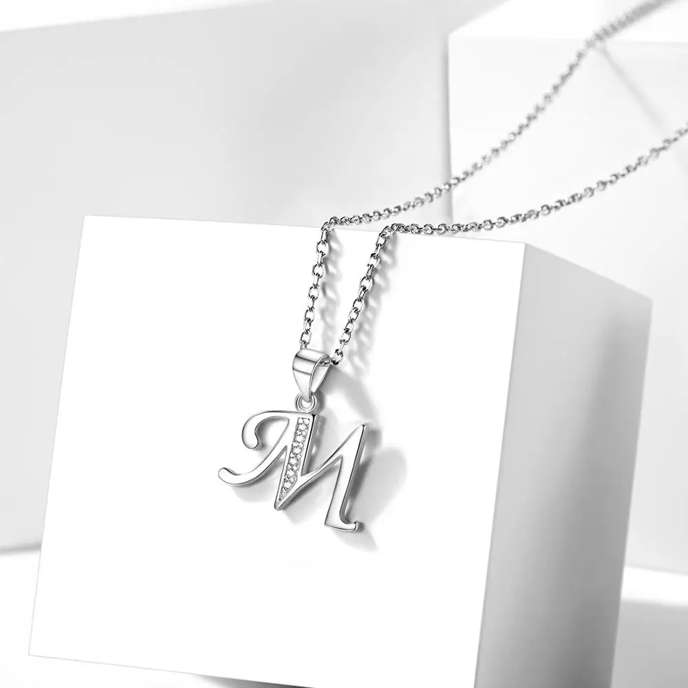 SILVERCUTE 925 пробы инициал из серебра ожерелье для женщин Альфабет кулон с цепочкой Имя ювелирные изделия подарок на день рождения SCP6396B