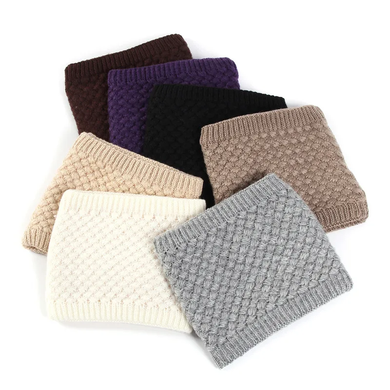 New Children Knitted Wool Warm Winter Fleece Scarf Neck Warmer for Women Men Snood Thermal Ski Cycling Ring Wraps Female Scarves |