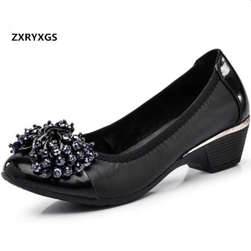 

2022 New Elegant Genuine Leather Shoes Woman's Shoes Rhinestones Bow Fashion Shoes Black Comfort Wedges High Heels Large Size 43