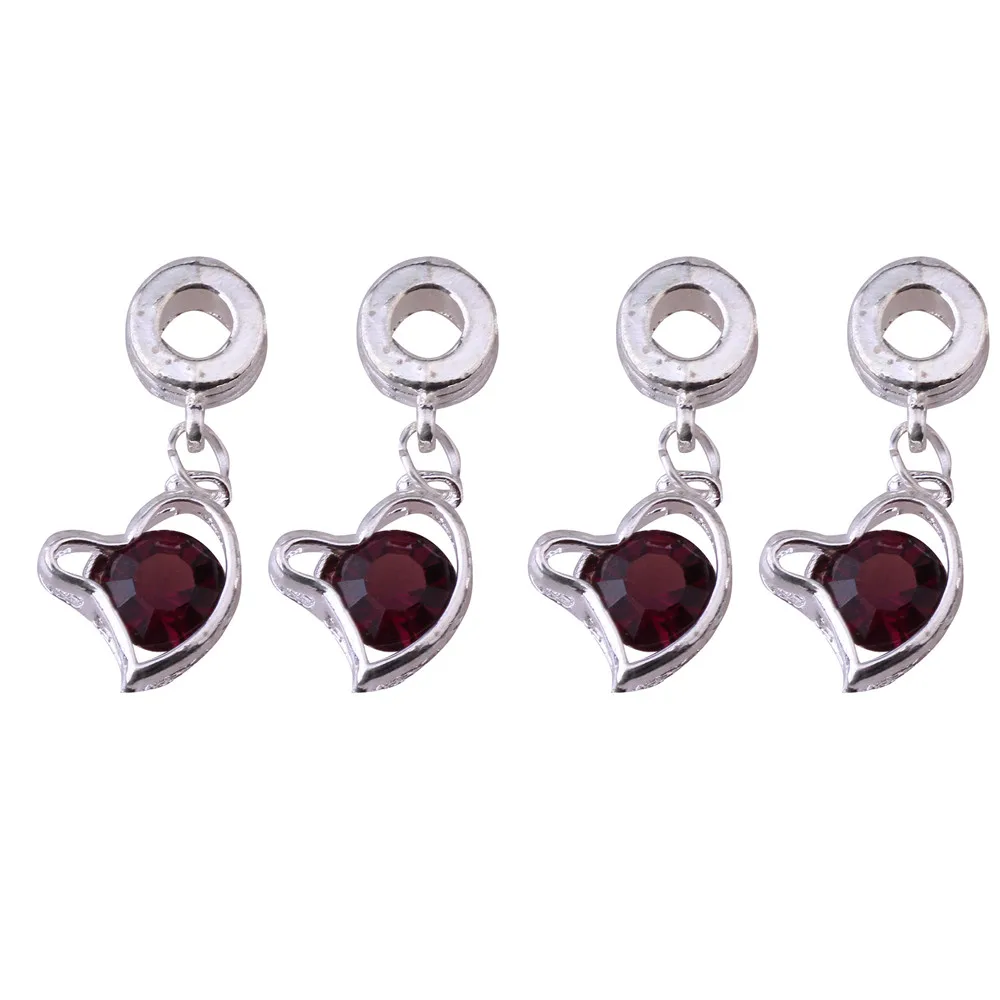 5 шт. Фиолетовый Новый Серебряный Зин сплав металла кулон сердце комплект Чешский