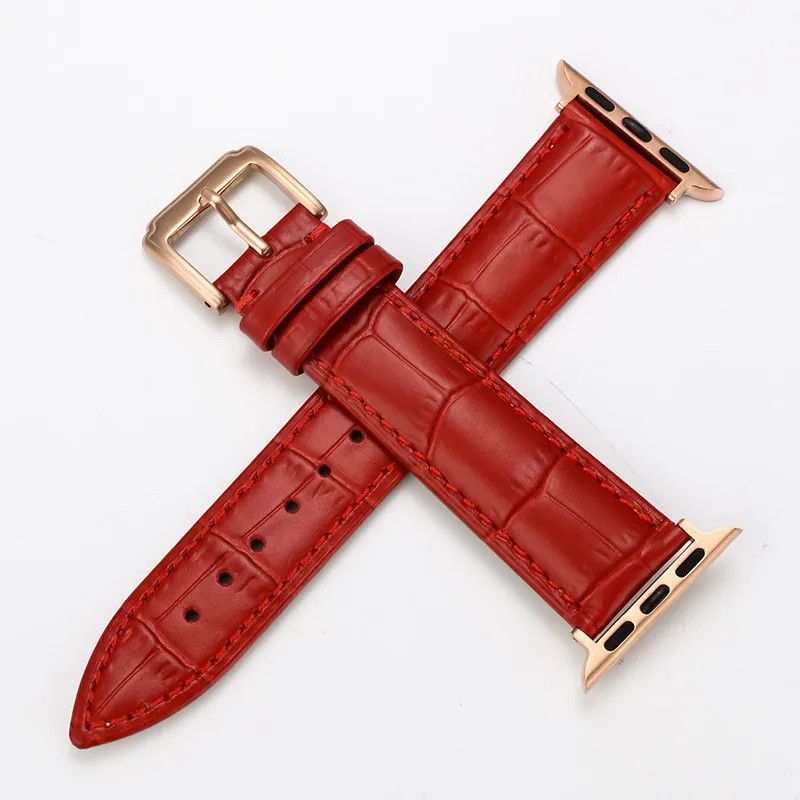 Pin-red--gold Ремешок для Apple Watch кожаный ремешок для iwatch Бабочка Пряжка браслет для Apple Watch 4 44 мм 38 мм 42 мм 40 мм ремешки - Цвет ремешка: Pin-red--gold
