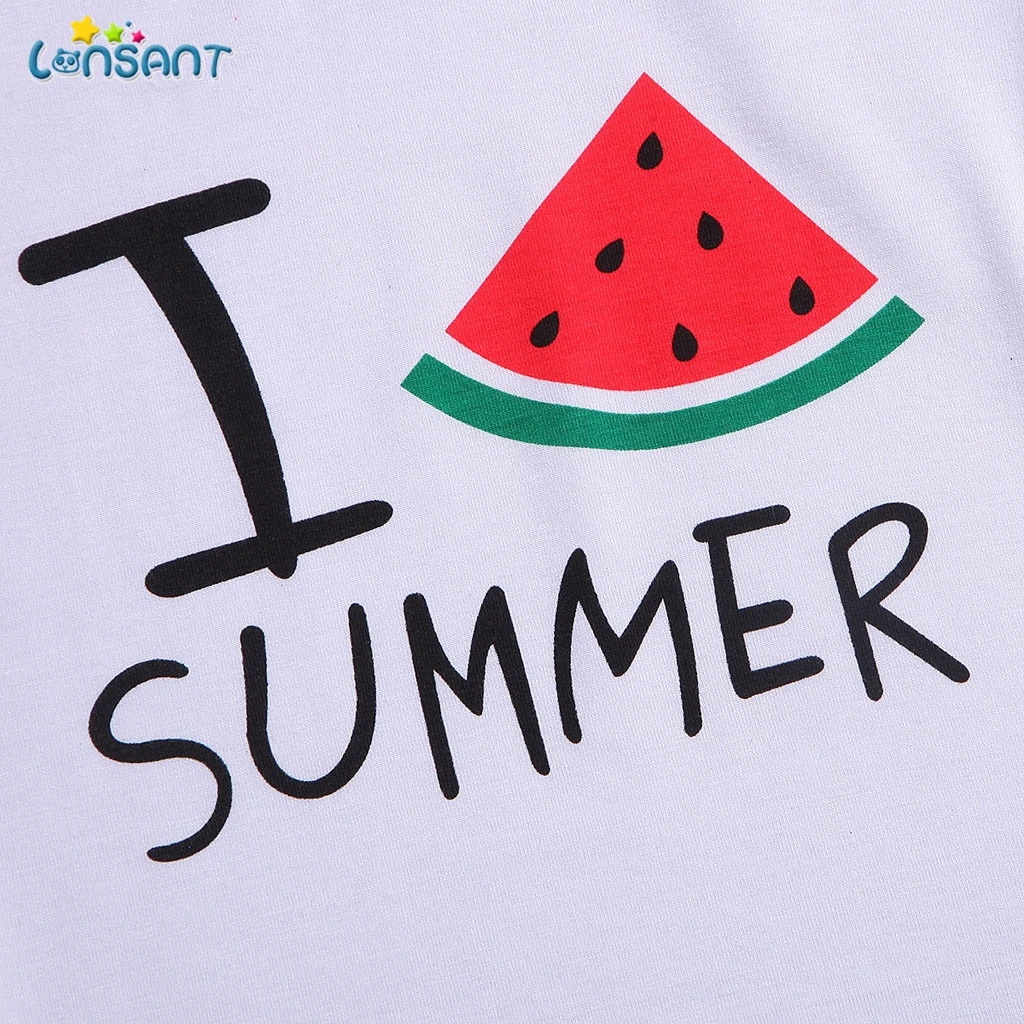 LONSANT 2Pcs/Lot Newborn Infant Baby Girls Clothing Sets Cotton Print Summer T Shirt+Shorts Girl Clothes New N30 | Мать и ребенок