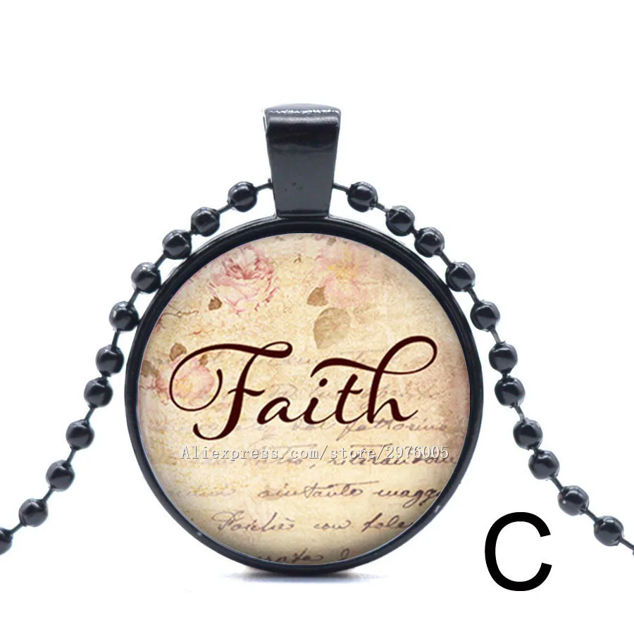 Оптовая продажа круглый стеклянный кабошон 25 мм Вера Ожерелье Подвеска с Иисусом