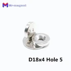 100 шт. N35 18 мм * 4 мм-5 мм потайные Неодимовые Магниты редкоземельные магниты магнитные 18x4 мм с отверстием 5 мм 18x4-5