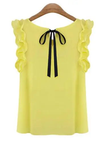 2020 модные женские блузки шифоновая блузка с круглым вырезом без рукавов летние