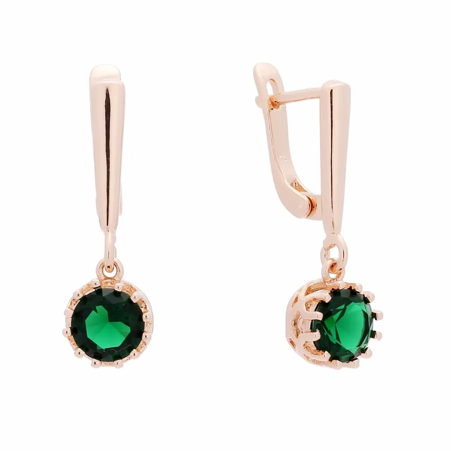 green stone Висячие серьги офисный стиль розовое золото 585 цвет ювелирные изделия серьги из синего камня дизайн для женщин - Окраска металла: green stone