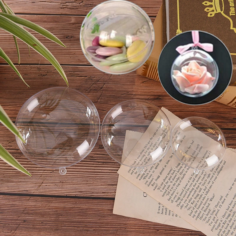 

1Pc 70/90/110mm DIY Ball Transparent Open Clear Bauble Ornament Christmas Tree DecorationsGift Present Candy Box Decoration