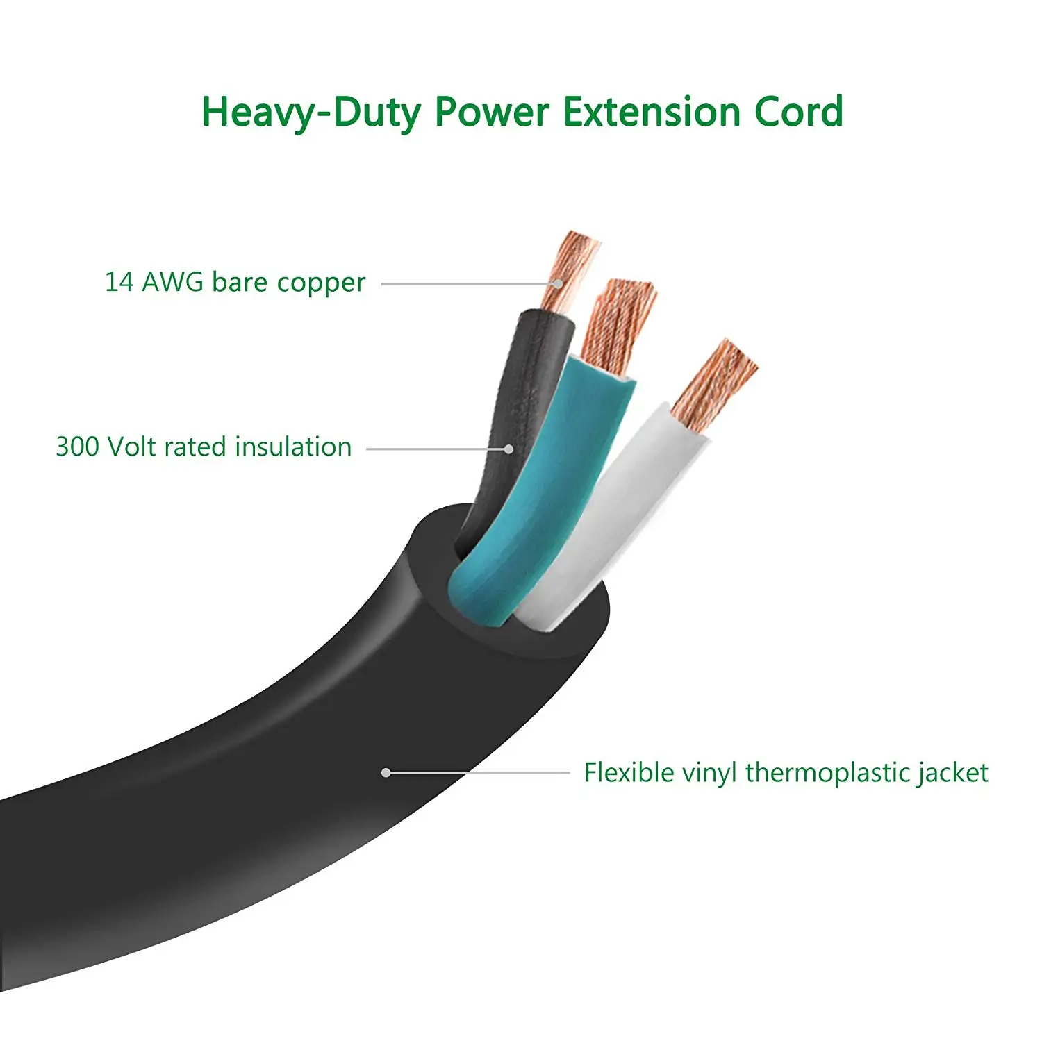Bull Мощность удлинитель с вращающимся плоский Разъем UL 14AWG 15A 1ft электрический
