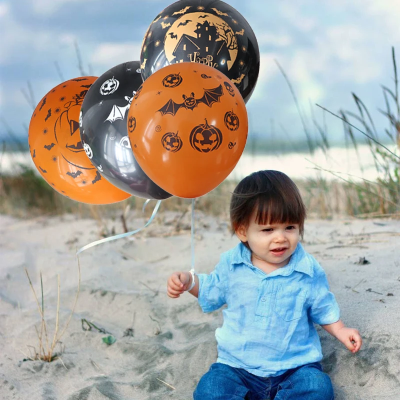 

NASTASIA 10pcs/lot Halloween pumpkin latex balloon 12 inch 2.8g party balloons black orange kids toys