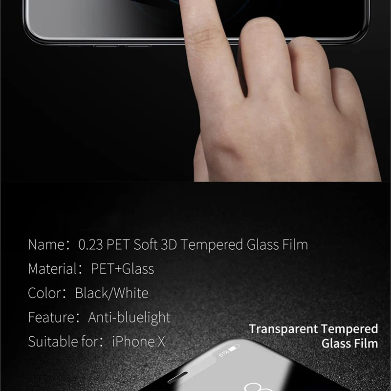 Защита экрана для iPhone 10X8 7 6 6s plus, закаленное стекло, полное покрытие, 3D Мягкий край, i 6 S 7 8 plus, защитный стеклянный чехол, пленка