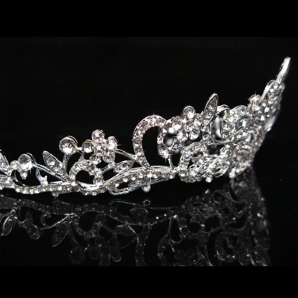 Yudelena игристое Корона Посеребренная прозрачного хрусталя Свадебные Diamante тиара
