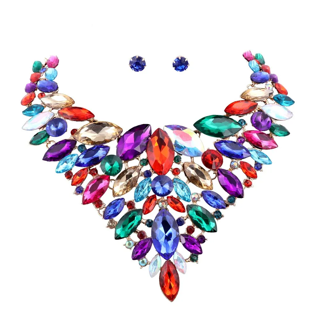 Дубай женские романтические серьги-капли с кристаллами и ожерелье подвеской