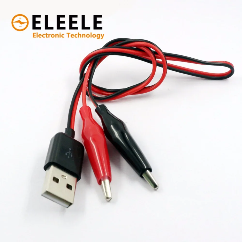 Двойной мужской крокодил тестовые зажимы зажим для USB Женский Мужской Кабель