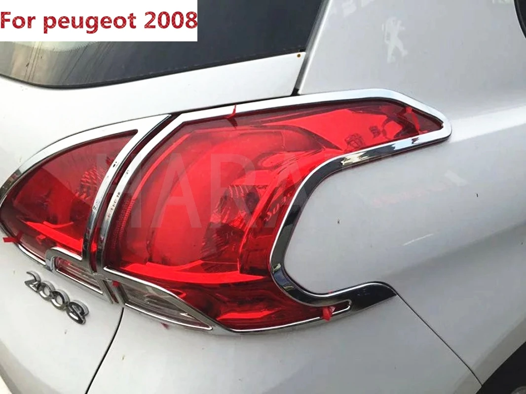 Для peugeot 2008 2014 2 шт хромированные пластиковые задние фонари лампы коврики для
