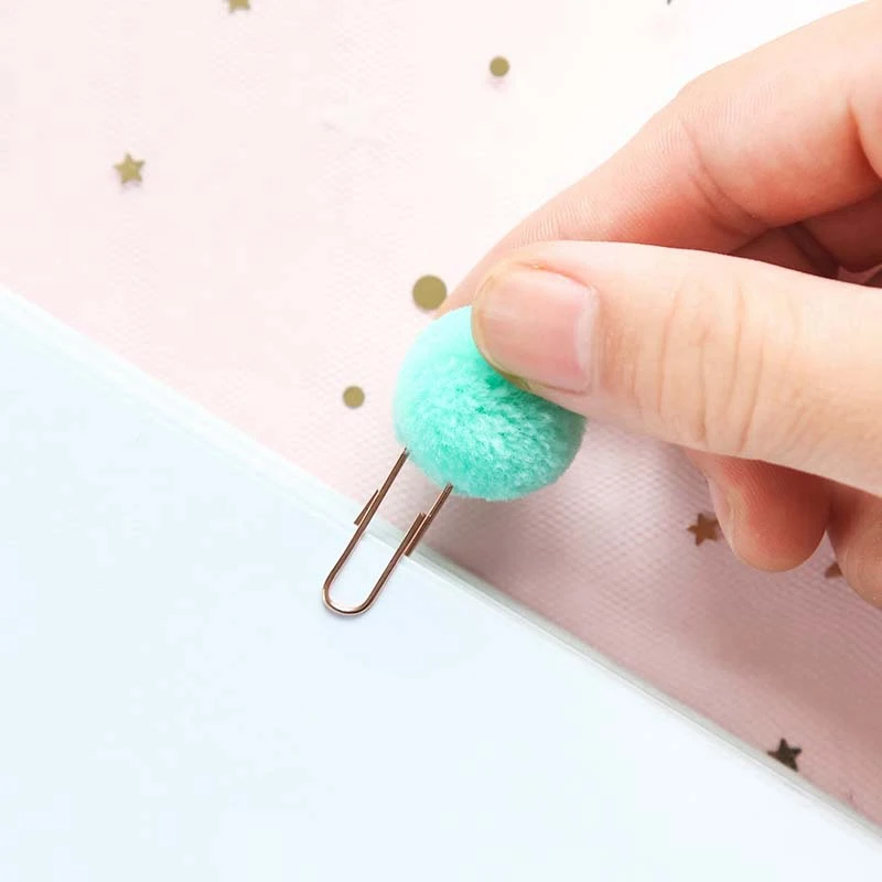 72 Pieces / Piece Cute Colored Plush Ball Bookmark Metal Clip Paper Stationery Gift Office School Supplies | Канцтовары для офиса
