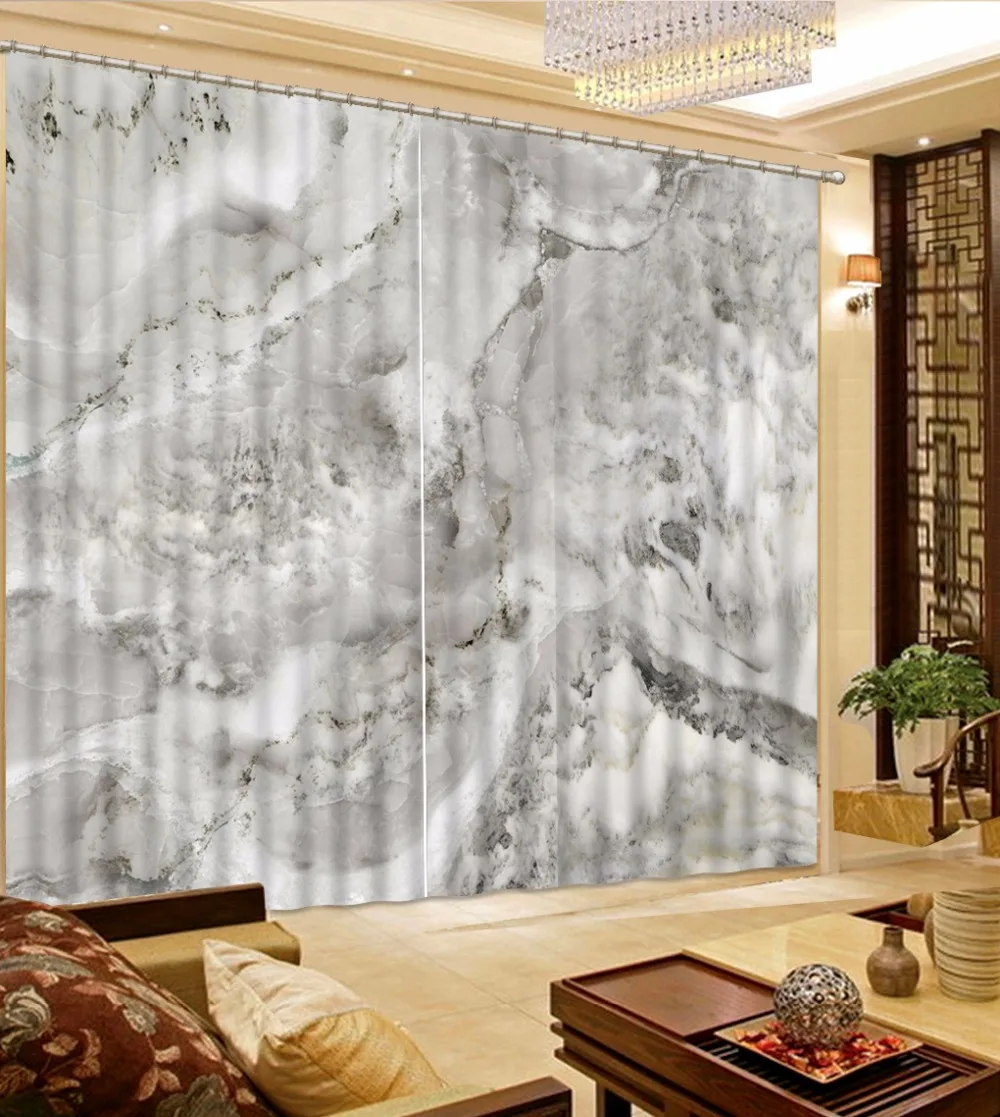 

Photo Customize size grey marble custom curtain