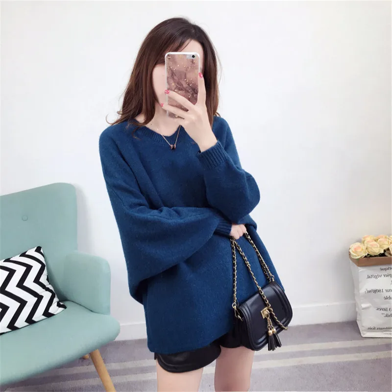 

Sweater Women O-Neck Knitted Winter Sweaters Tops 2018 New Female Batwing Loose Casual Pullovers Sweater Jumper Pull FemmeQ977