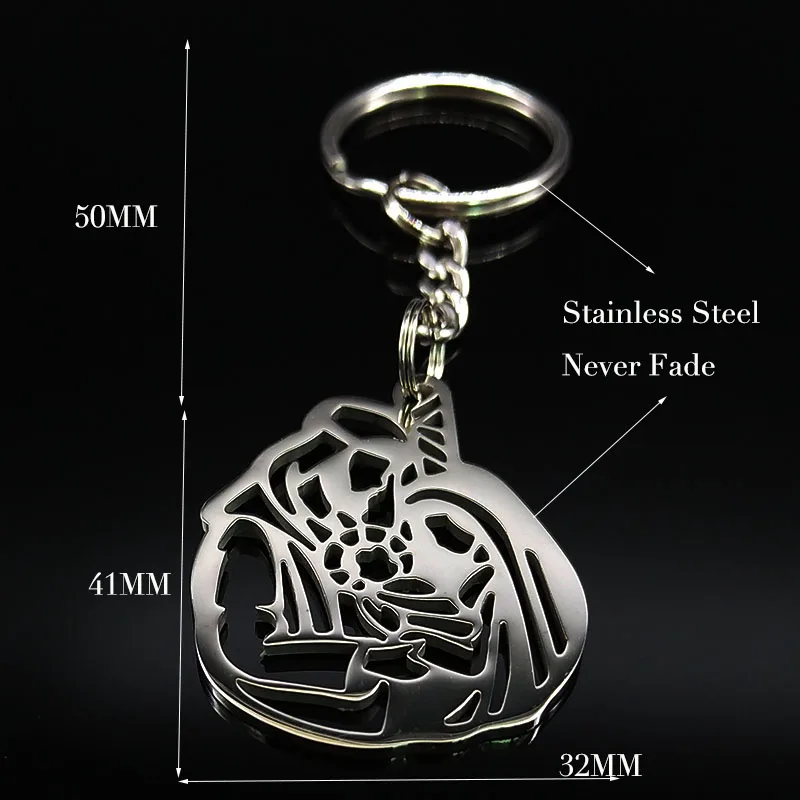 

2021 New Fashion Islam Famliy Stainless Steel Keychains for Women Silver Color Keychain Car Jewelry porte clef K7747S01