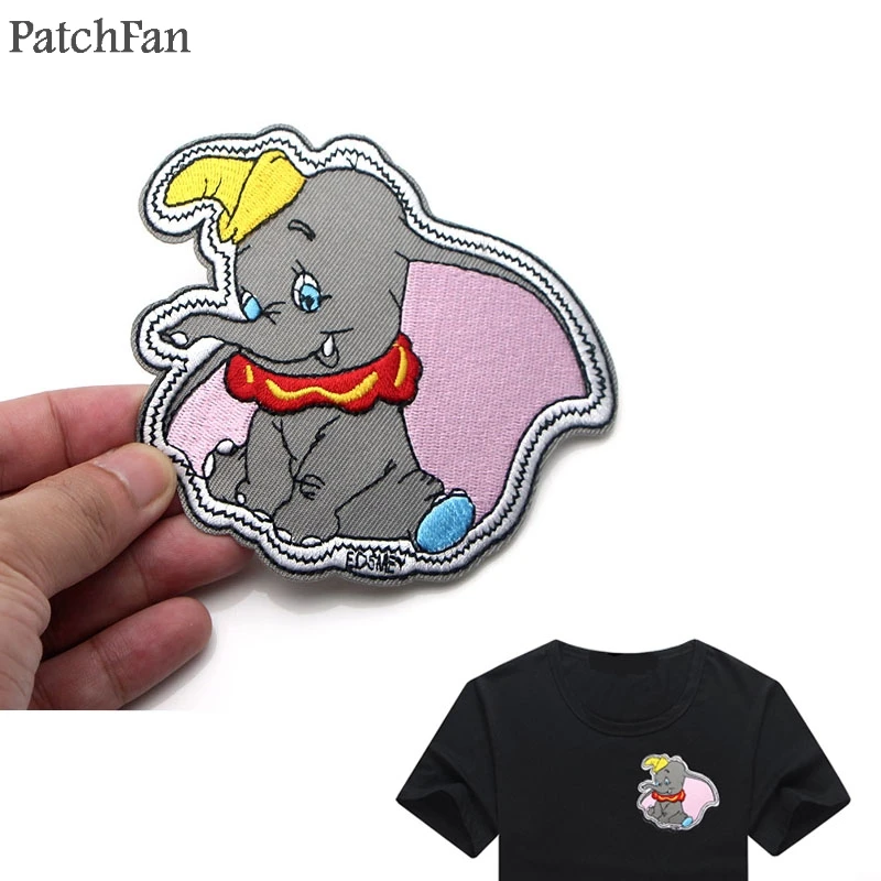 Patchfan слон Дамбо мультфильм железные нашивки одежда para diy вышитые значки швейная аппликация Лоскутные наклейки A0751