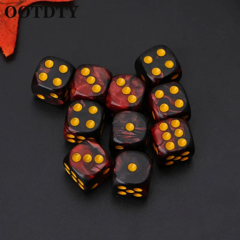 OOTDTY 10 шт. шестисторонний 12 мм прозрачный кубик Круглый угол портативный стол игры Игровые кубики