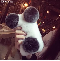 xsmyiss luxury cute cartoon panda warm rabbit fur case for huawei honor 8 9 10 20 lite v10 v20 7x 8x nova2 3 4 5 phone case