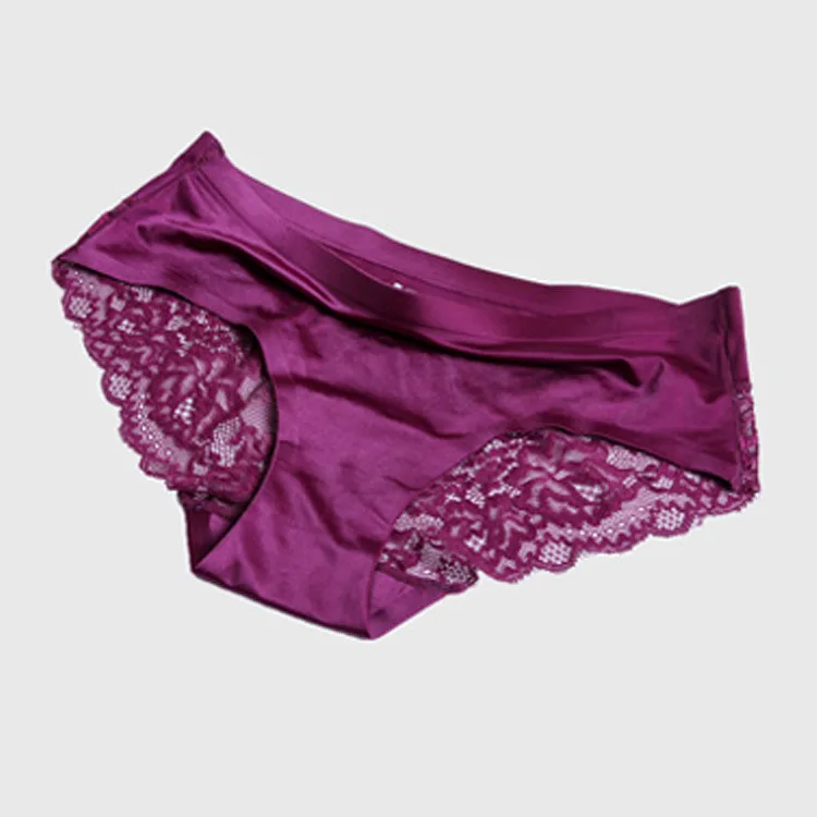 purple Сексуальные трусики, кружевные бесшовные трусики, женское нижнее белье, трусы, хлопок, промежность, шелк, для женщин, цельное нижнее белье для женщин, стринги - Цвет: purple