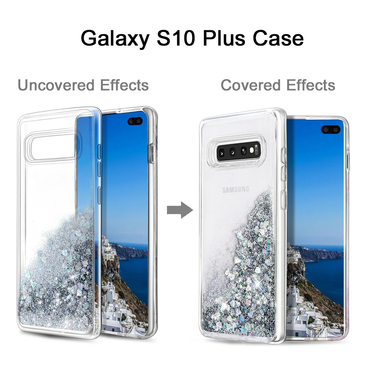 Shimmer Floating Glitter Liquid Shine Quicksand Case For Samsung Galaxy S10 Plus S10E TPU Flowing Sparkle Sand | Мобильные телефоны