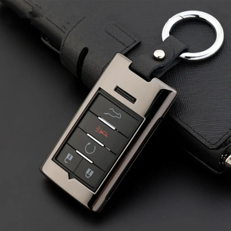 

Alloy Leather Car Key Cover Cases For Cadillac Escalade SRX XTS ATSL SLS CTS STS ATS BLS Key Case Keyless Entry key holder