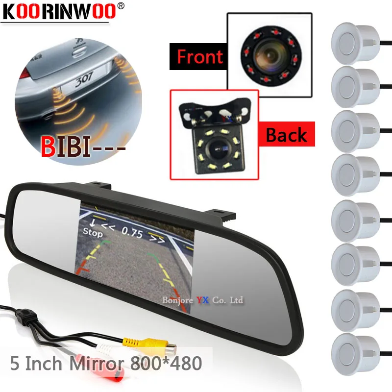

Koorinwoo Mirror Parkmaster 8 Car Reverse Backup Radar Sensors Buzzer Alarm Warning Jalousie Rearview camera For Parking Front 4