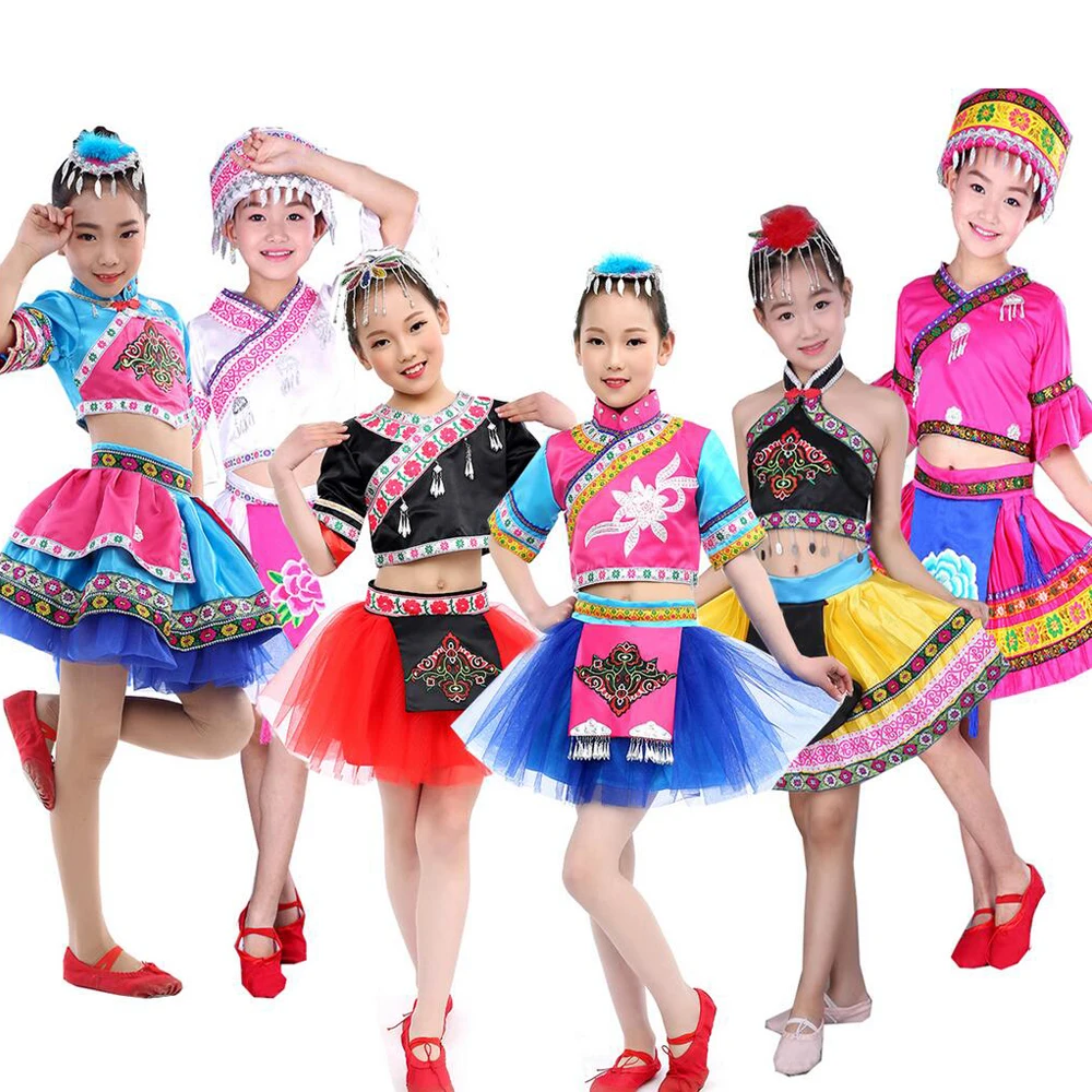 Детская одежда Hmong с блестками летняя детская сценическая костюмы для