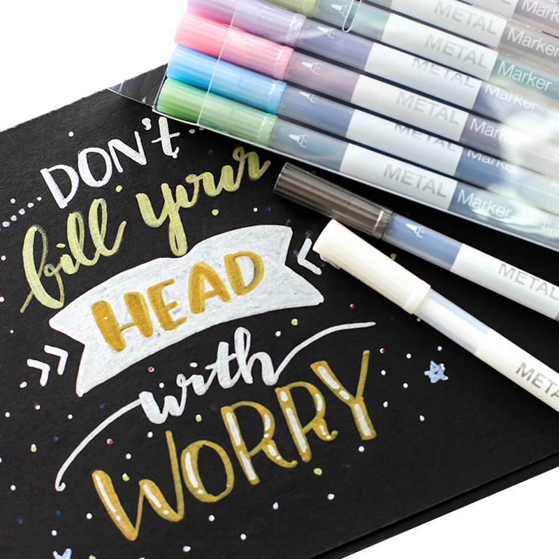 10 шт./лот металлические маркеры для рисования цветные микроны детальная