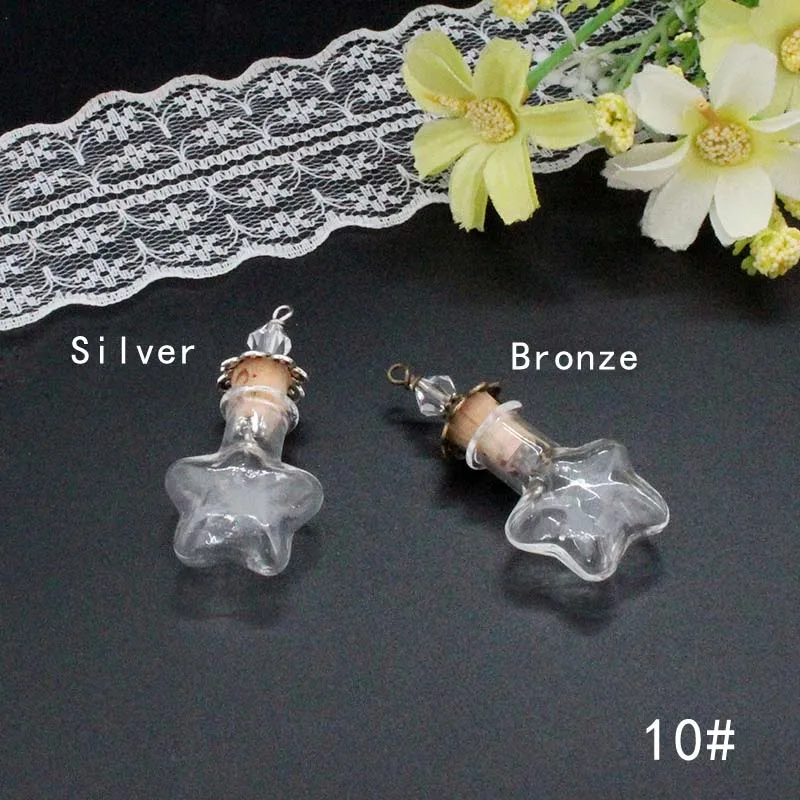 10-Silver 2 шт Бутылка желаний с винтажными пробками DIY бутылка желаний Diy ювелирные изделия ручной работы - Окраска металла: 10-Silver