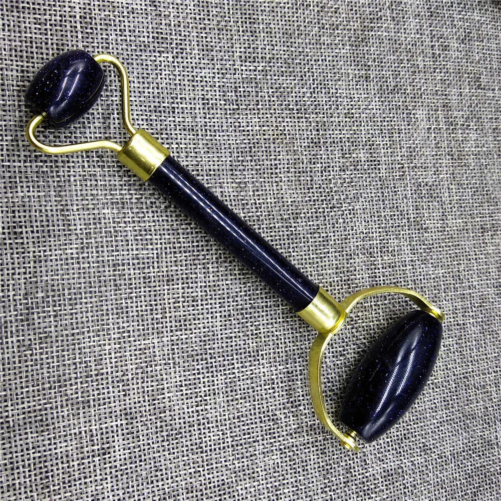 Новинка! Синий Авантюрин двойная головка массажный ролик против целлюлита