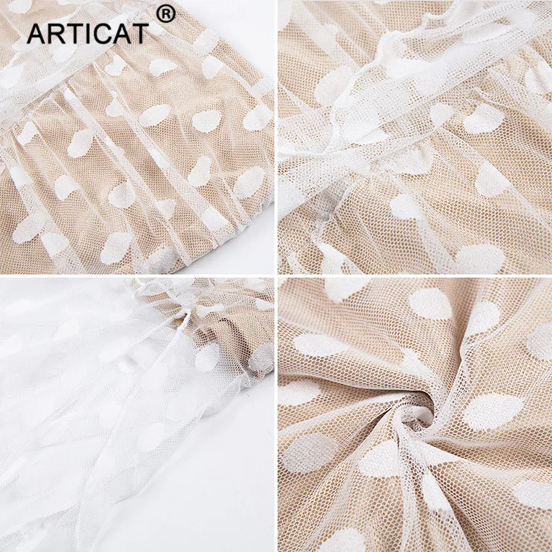 Articat, в горошек, кружевное, с рюшами, сексуальное летнее платье для женщин, с открытыми плечами, с разрезом, облегающее, праздничное платье, пляжная одежда, повседневные платья для вечеринок