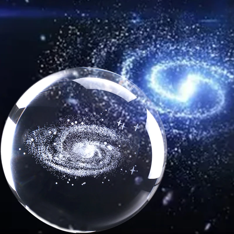60/80/100 мм 3D лазерной гравировкой Galaxy хрустальный шар Миниатюрная модель со стеклянными круглыми шарами с Пособия по астрономии подарок стеклянный шар опора