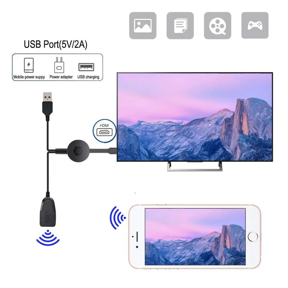 Hessy 1080 P HD tv Stick беспроводной WiFi Дисплей приемник для ТВ-тюнера Airplay медиа стример медиа адаптер беспроводной HDMI Miracast