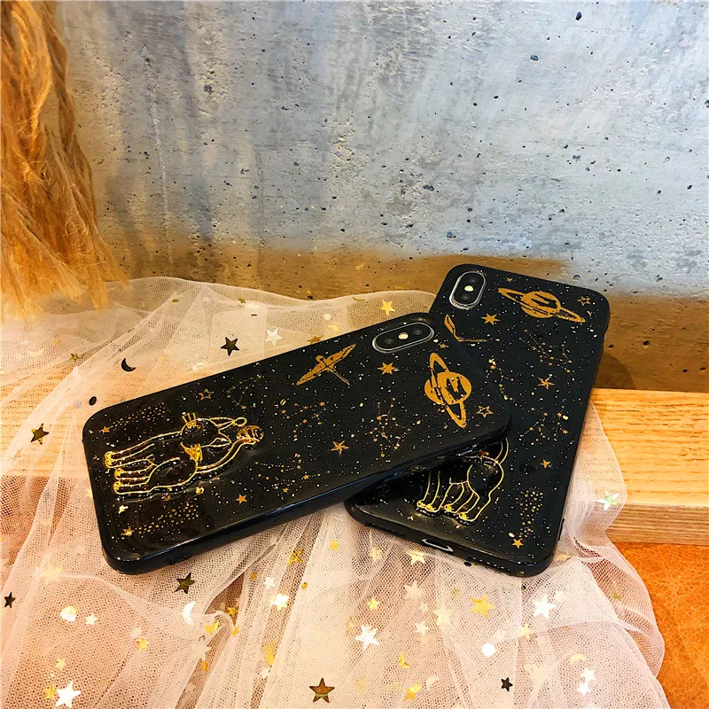 super cute transparent embossment cat shimmering powder soft shell IMD phone case for iphone 6 7 8 Plus X XR XS MAX |