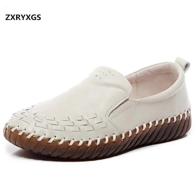 ZXRYXGS 2022 100% натуральная кожа мягкие удобные женские туфли на плоской подошве