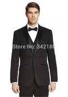 free shipping custom design two buttons black groom tuxedos peak satin lapel best man groomsman men wedding suitsbest man suit