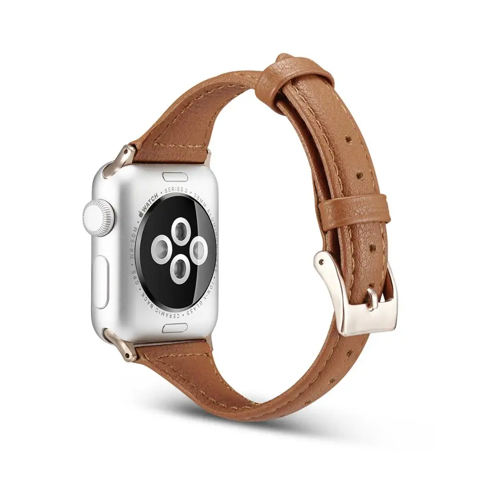 Brown Genuine Leather Band Strap for Apple Watch iwatch Series 4 3 2 1 38mm 40mm 42mm 44mm Women Wristwatch Bracelet Belt. | Наручные