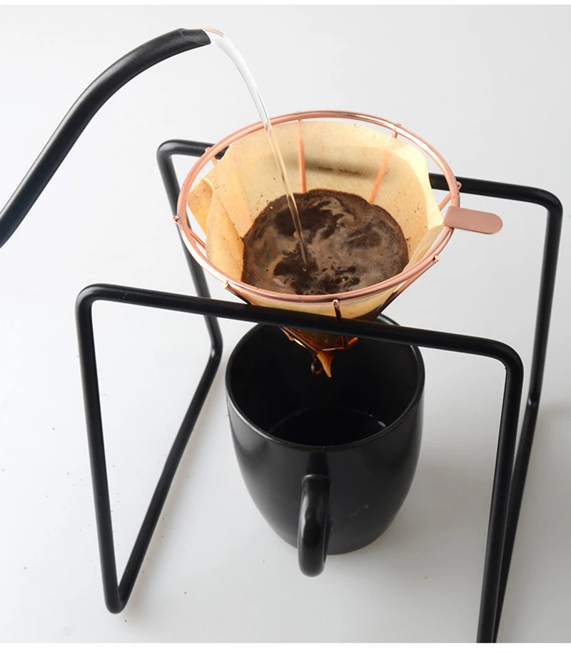V60 1-2 чашки металлический держатель фильтра для кофе бытовой фильтр для капельного кофе воронка Brassy многоразовая Воронка сетка фильтр корзина инструменты