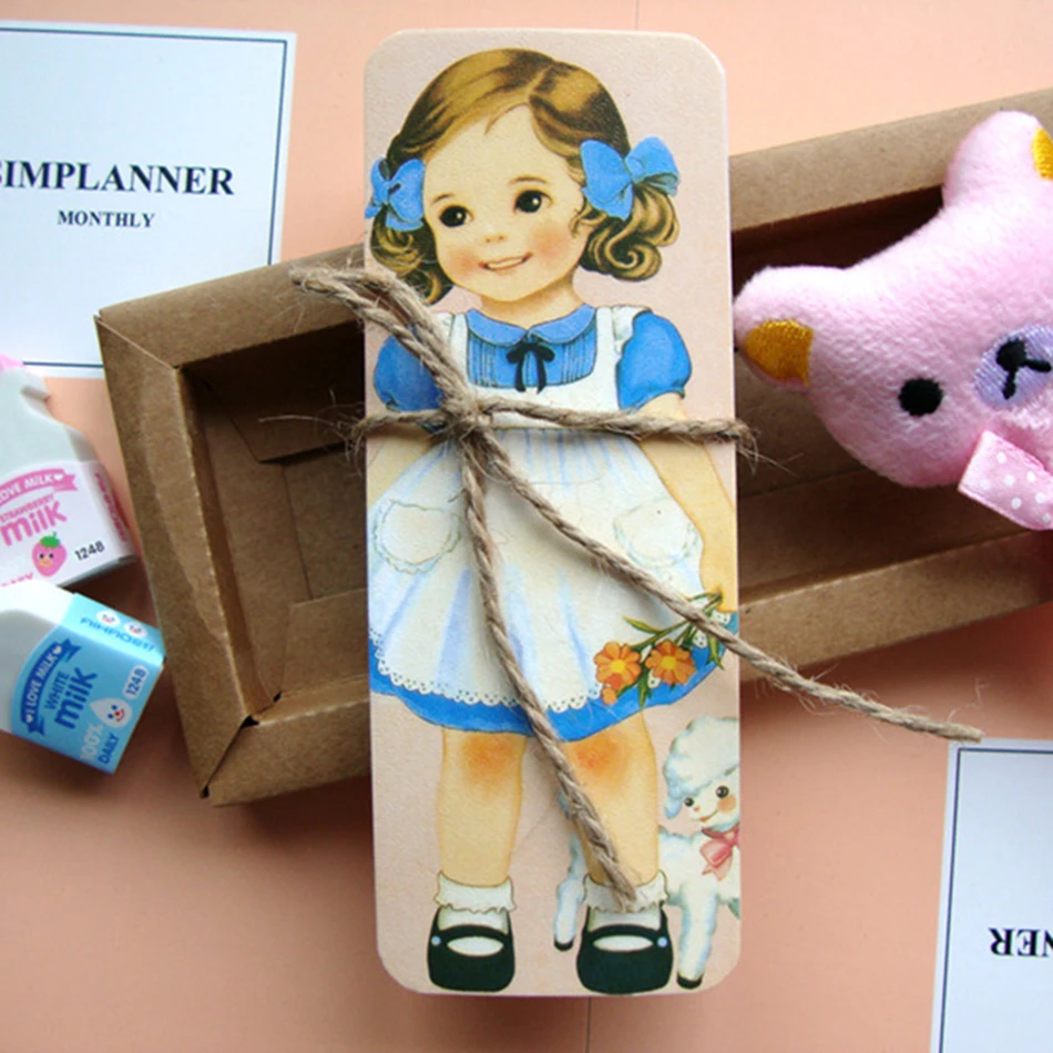 30PCS/lot New girl doll mate series Bookmark set with Kraft package paper bookmarks book holder message card | Канцтовары для офиса
