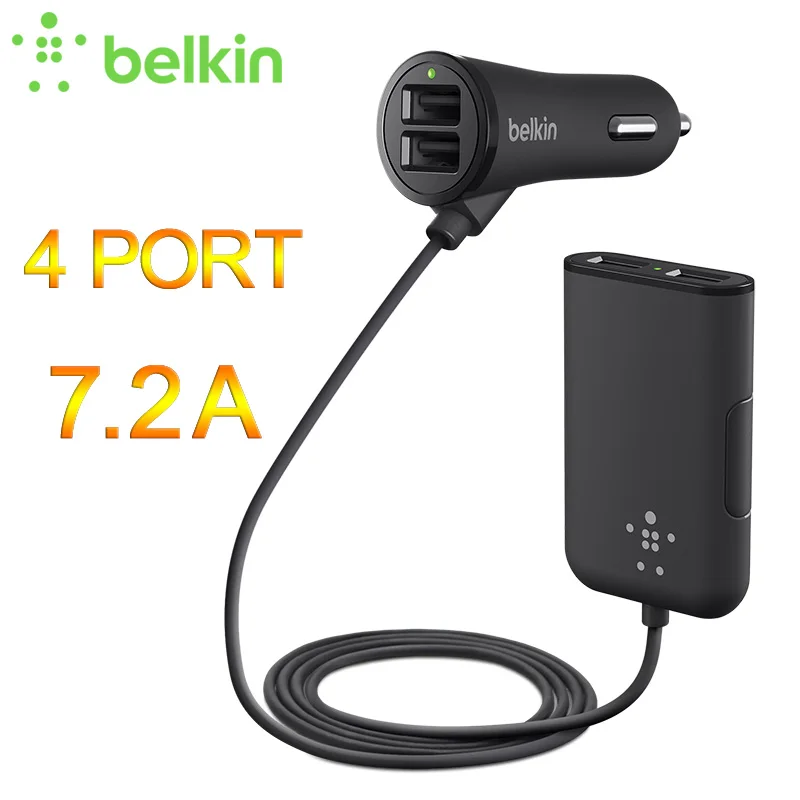 Belkin оригинальный 4 Порты и разъёмы Универсальный быстрый автомобиль Зарядное