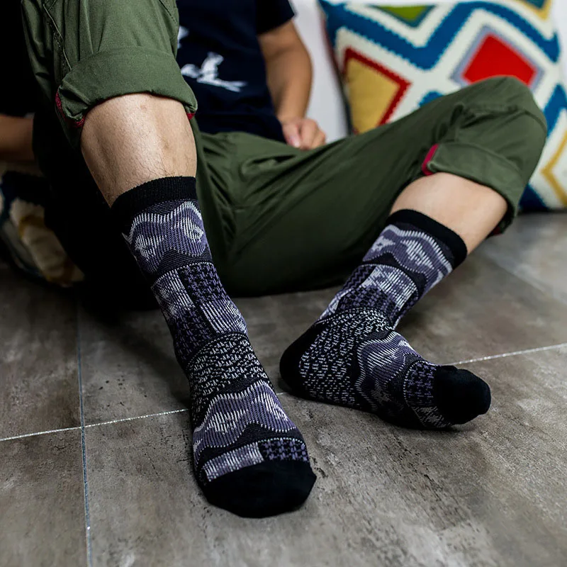 5 Pairs Men's Autumn Winter Striped Warm Thick Socks Cotton Meias Mixture Vintage Men Retro Casual Dress Cheap Calcetines | Мужская